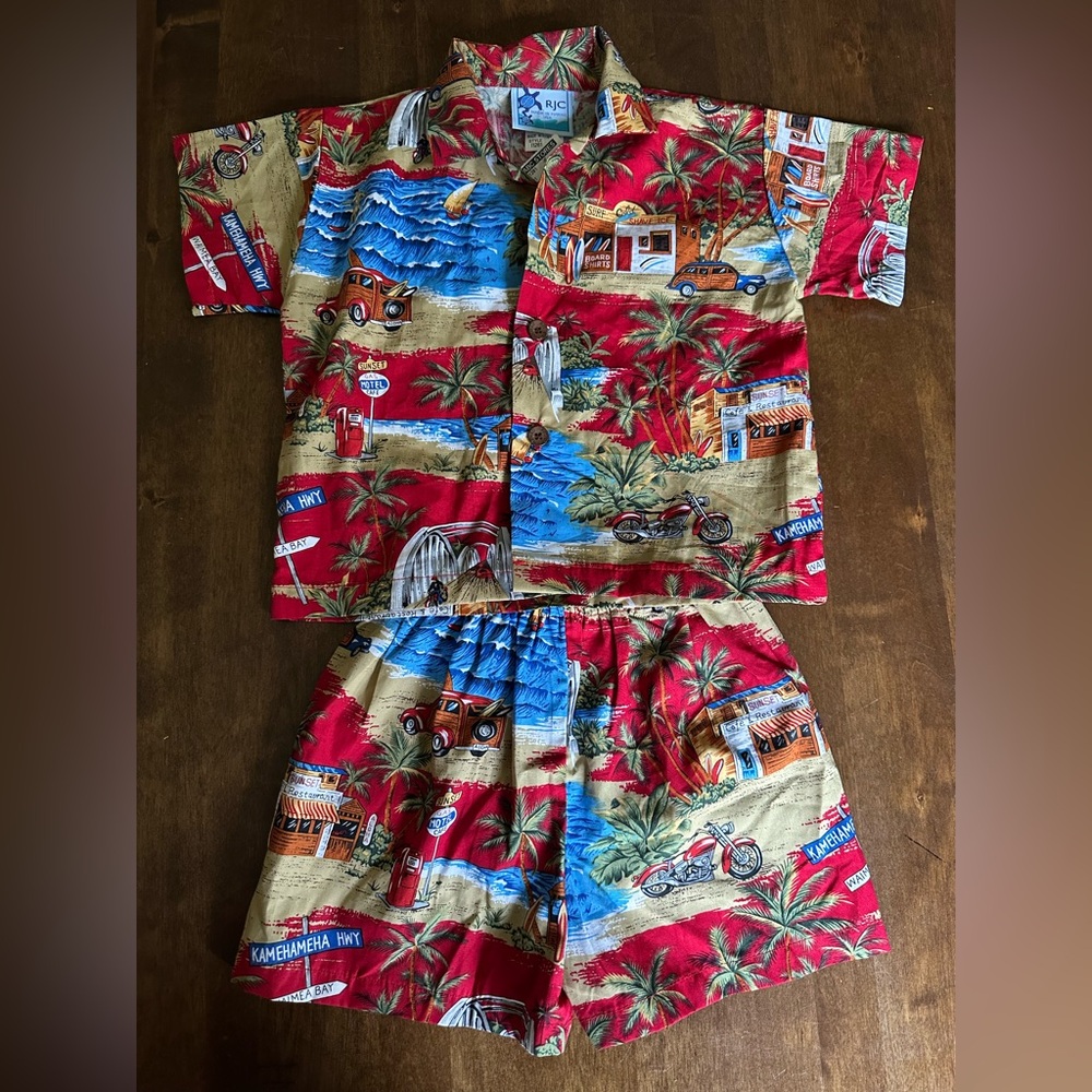 Kids Toddler Baby 24 Month Hawaiian Set Shirt Shorts Tropical Hawaii Vacation 🌺